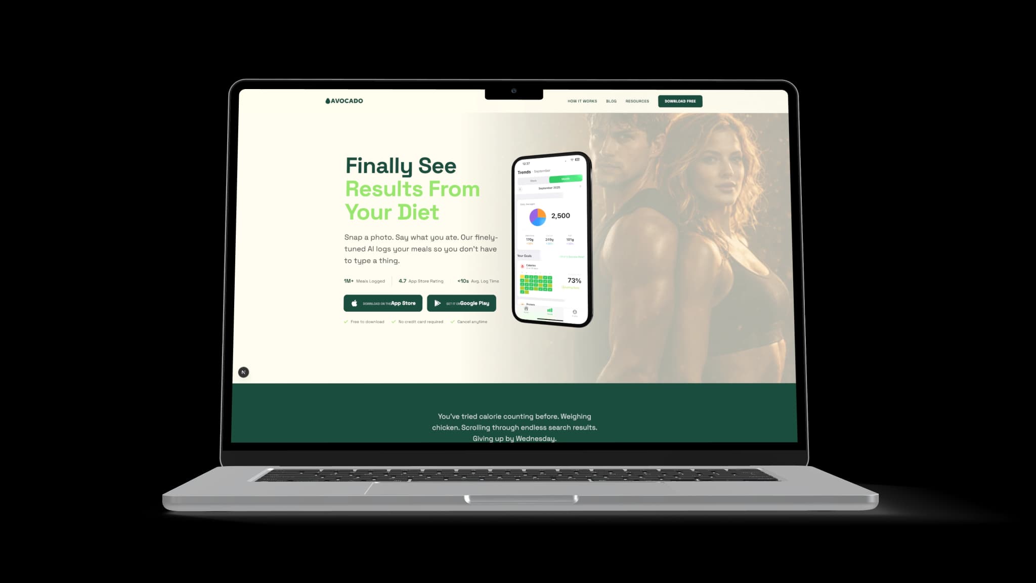 Avocado website mockup
