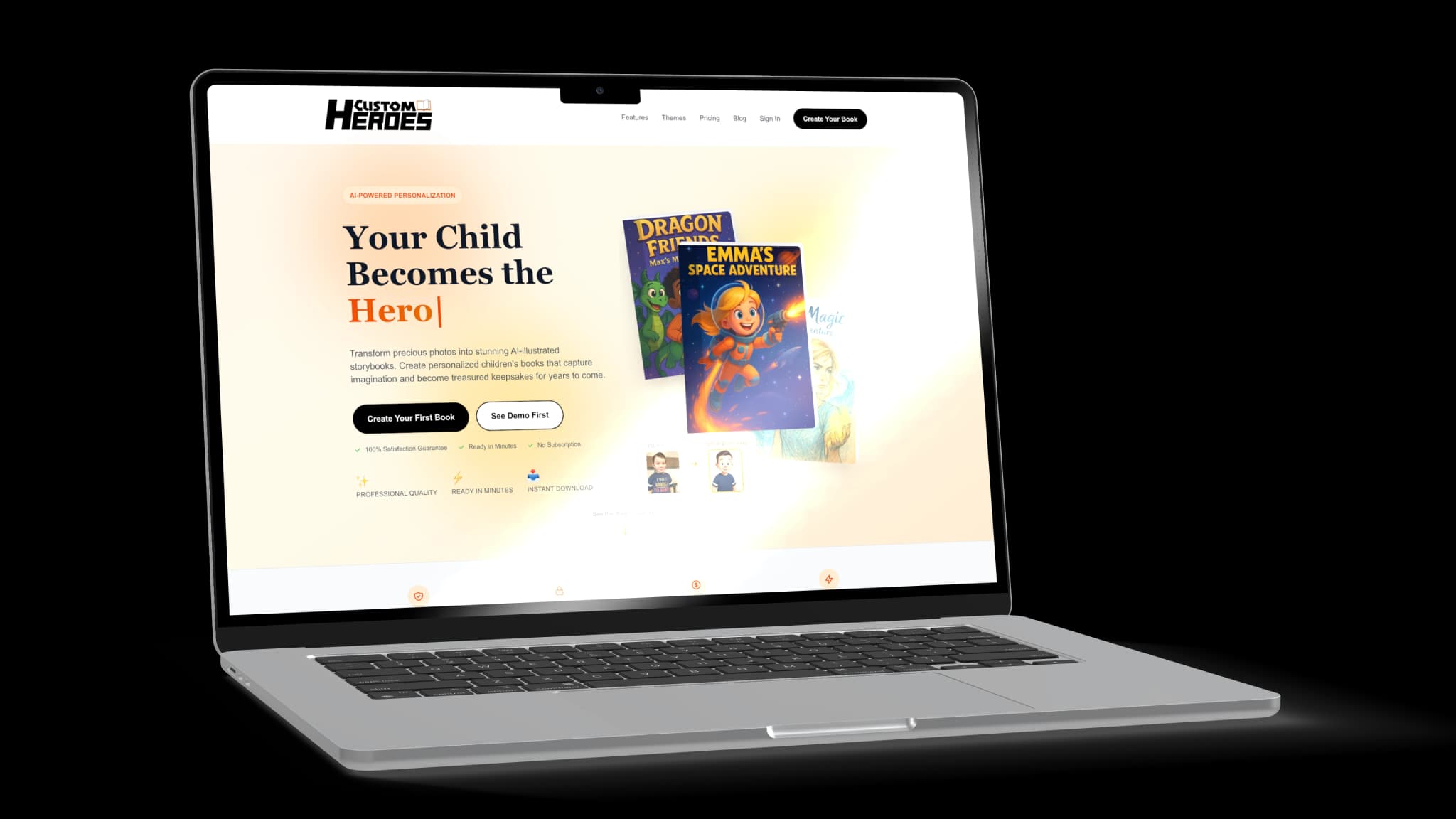 Custom Heroes website mockup